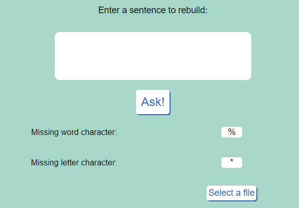 Sentence Rebuilder query panel
