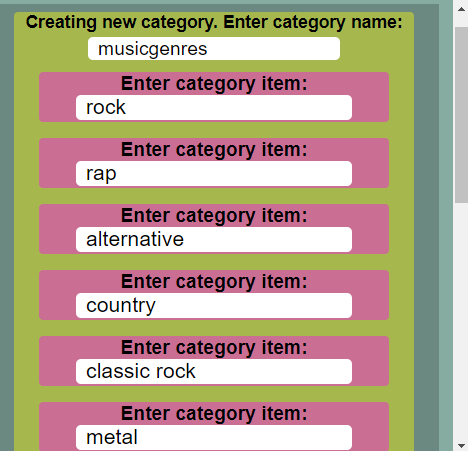 A category containing music genres